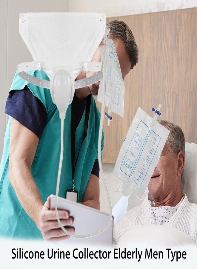 جهاز تجميع البول لكبار السن من الرجال، جهاز تجميع بول سيليكون قابل للارتداء، جهاز تجميع بول قابل لتعديل درجة الشد مع كيسين لقسطرة البول (للرجال كبار السن) - Image 5